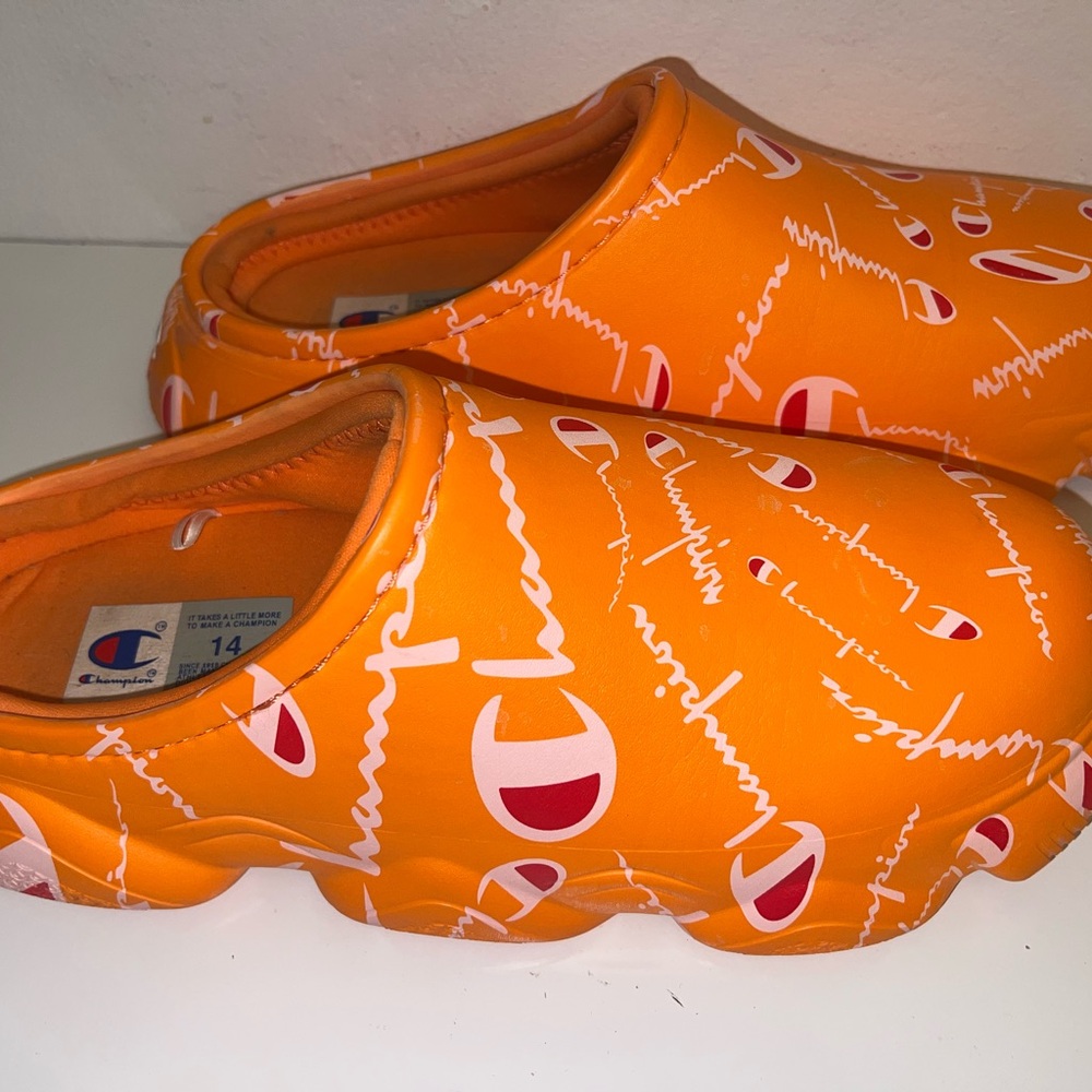 Champion Bright Orange Clogs with Logo Design